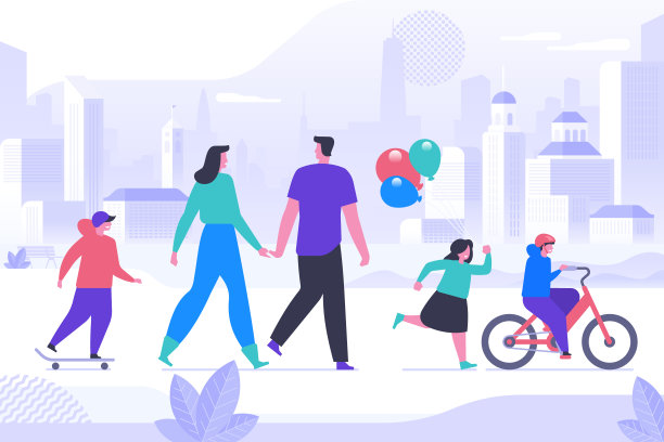 快乐童年活动平面矢量插图图片下载