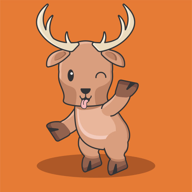 鹿卡通壁纸人物复古背景树动物木材鹿角季节角动物艺术图片下载