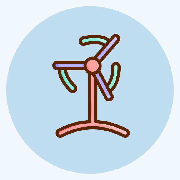 图标的风力涡轮机。适合教育符号。平的风格。简单的设计可编辑。设计模板向量。简单的说明图片下载