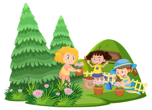 快乐的人们在公园里园艺图片下载