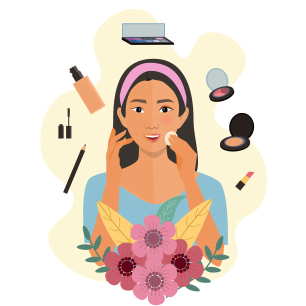 一个女人化了妆，让她的脸看起来更年轻。图片下载