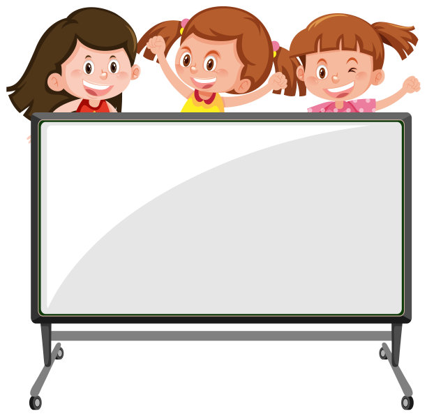 儿童与白板在卡通风格图片下载
