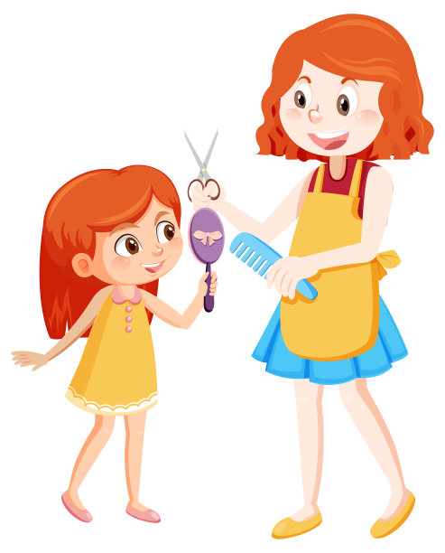 美发师正在做女孩的发型图片下载