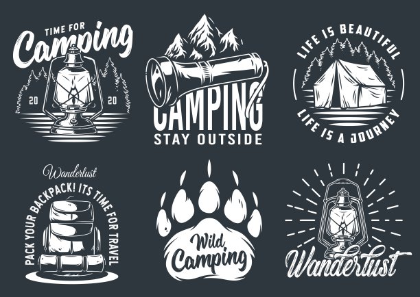 套野营旅行户外探险徽章图片下载