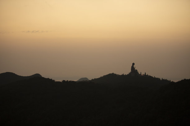 大屿山大佛像剪影图片下载