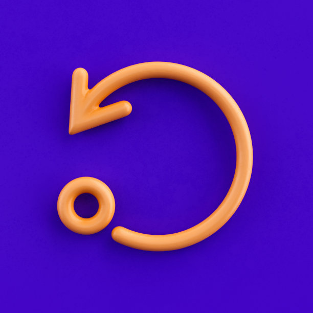 3d图标重复循环，轮廓黄色箭头图标，方向符号，3d渲染图片下载