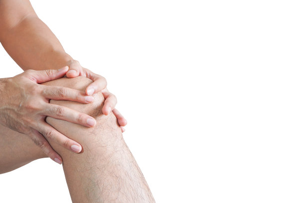 膝盖周围骨骼或膝盖疼痛，白底图片下载