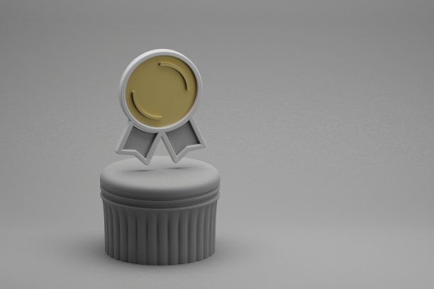 美丽的抽象插图徽章符号图标在一个栏目和精彩的背景。3 d渲染插图。用于设计的背景图案。图片下载