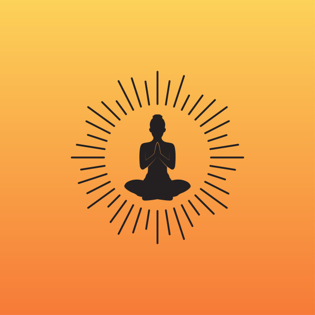 瑜伽日落图标标志设计元素图片下载