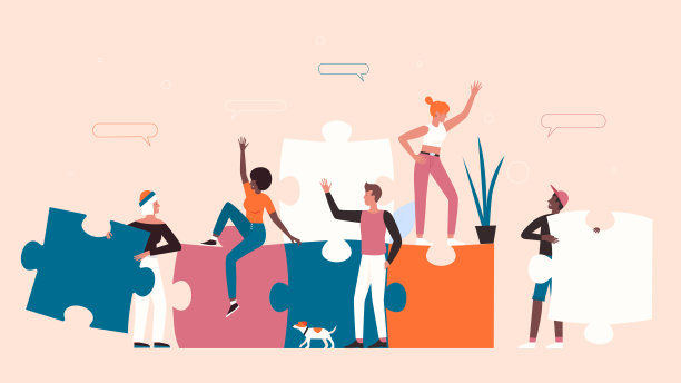 商业团队的人一起制作拼图，合作伙伴缺少的拼图碎片图片下载