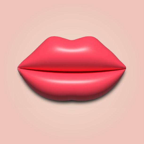 逼真的3d粉色嘴唇。向量图片下载
