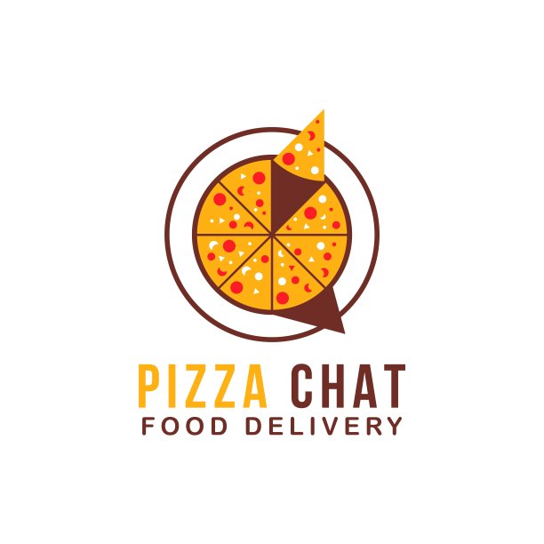 Food Talk标志与披萨符号矢量插图图片下载