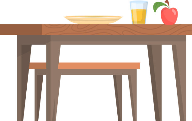 早餐图标木桌与食物在卡通图片下载