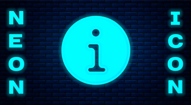 发光的霓虹灯信息图标孤立的砖图片下载