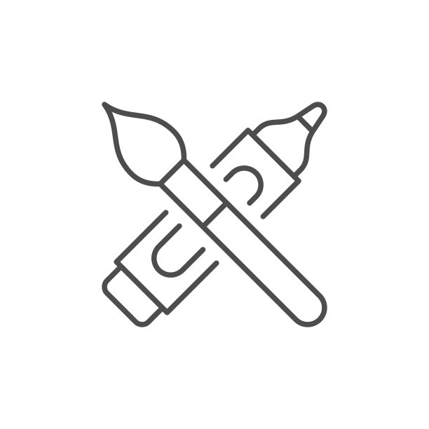 画笔和标记线轮廓图标图片下载