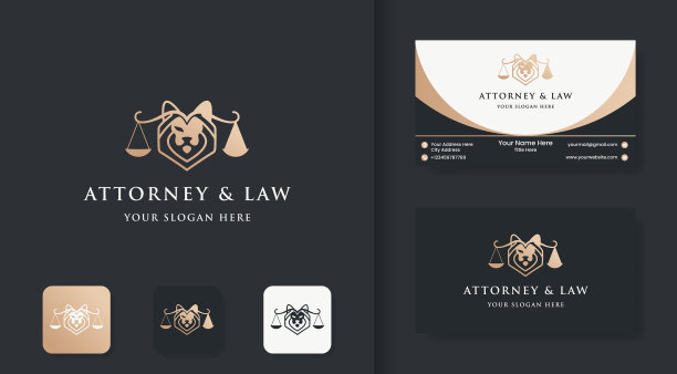 法律狮子标志和名片设计图片下载