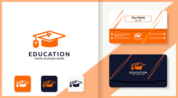 托加帽子鼠标标志和名片设计图片下载