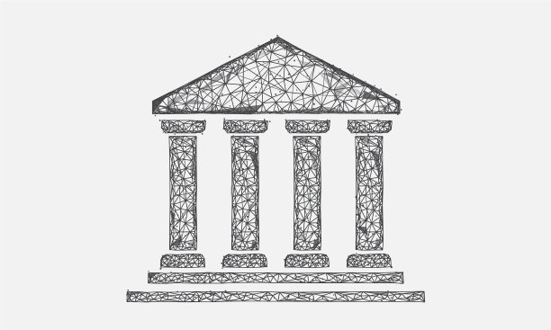 银行图标的几何多边形黑色图片下载