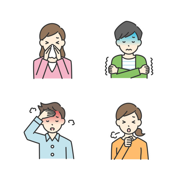 有感冒症状的男人和女人的插图图片下载
