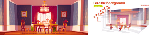 复古餐厅的视差背景图片下载