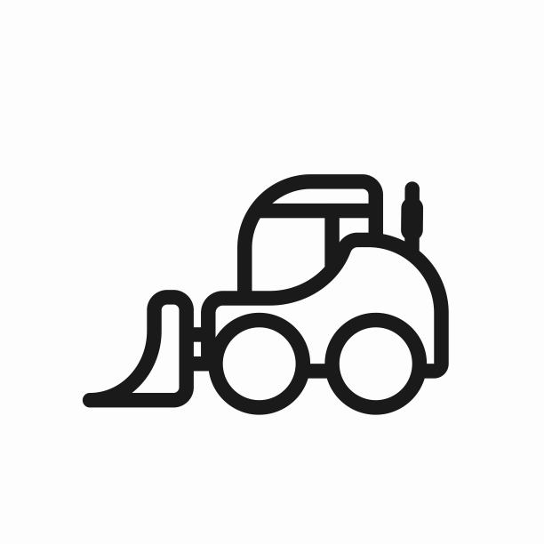 打滑引导装载机线图标。小型推土机、推土机和工程机械的标志图片下载