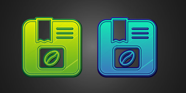 绿色和蓝色的咖啡豆图标袋孤立图片下载