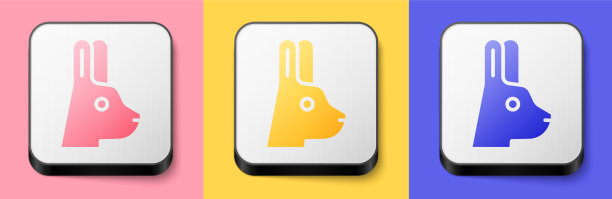 等距兔与耳朵图标孤立在粉红色图片下载