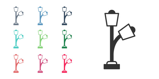 黑色落地灯图标孤立在白色背景上图片下载