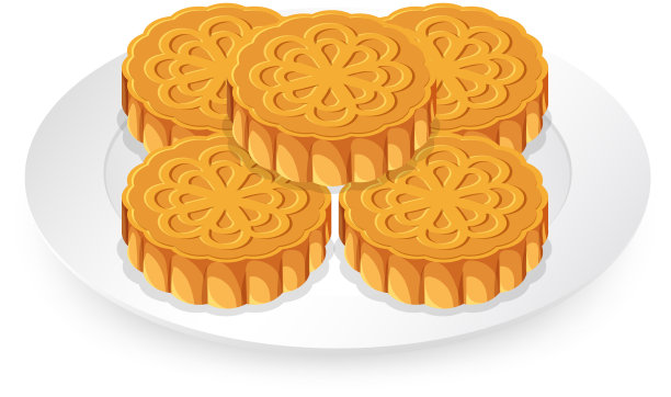 白色盘子里堆着月饼图片下载