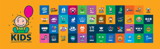 一套不同的儿童标志图片下载