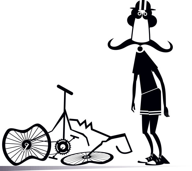 骑自行车的人和一辆坏了的自行车分开了图片下载