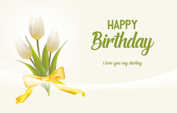 婚礼卡片上有白色郁金香的灯图片下载