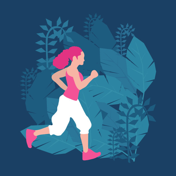 年轻女子慢跑的自然插图图片下载