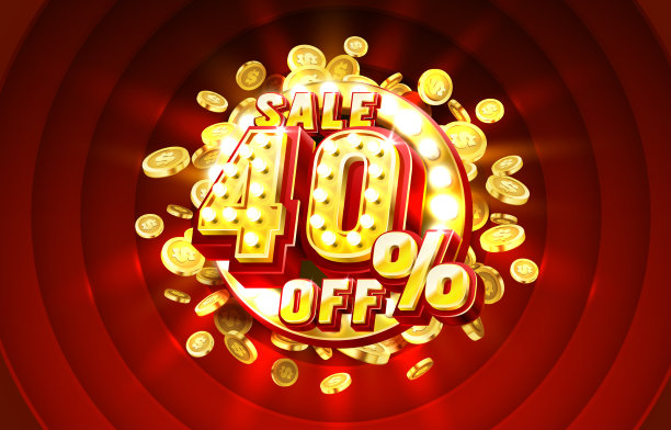 场景黄金40打折文字横幅夜招牌图片下载