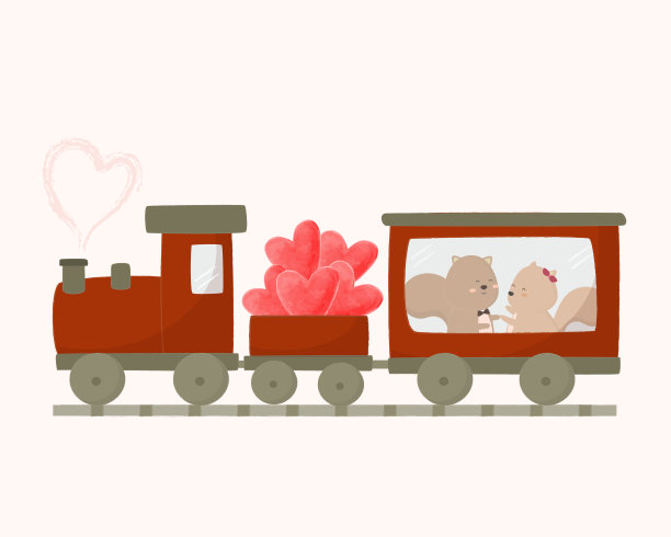 大孤立卡通可爱动物浪漫图片下载