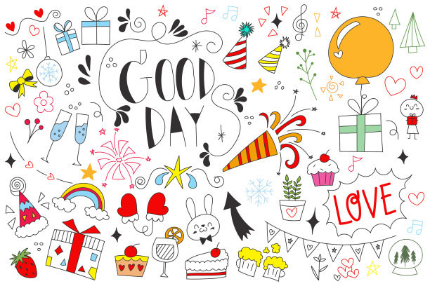 手绘的庆祝元素被孤立了图片下载