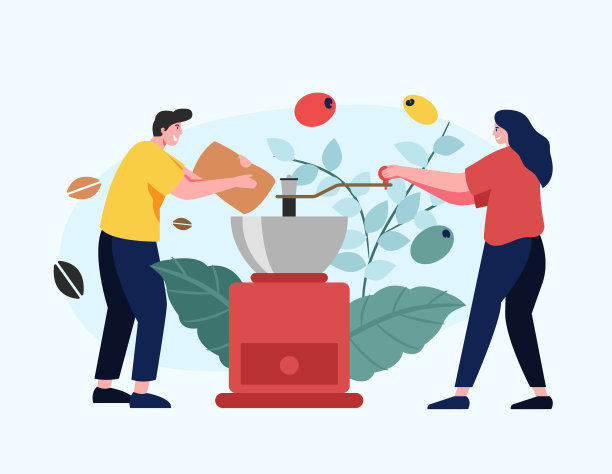 一个咖啡机正在磨咖啡豆图片下载