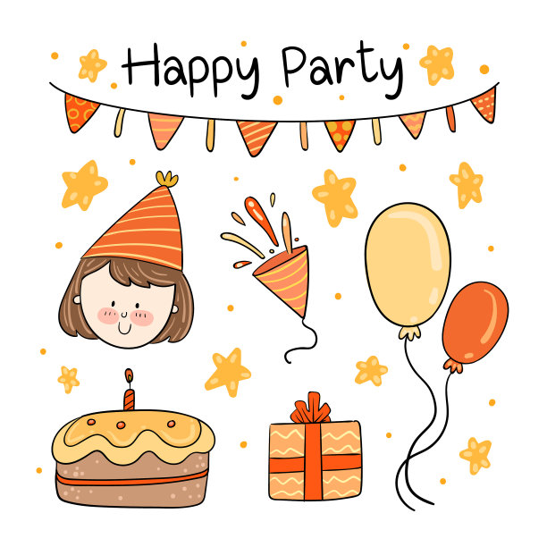 一大堆孤立的元素来庆祝生日图片下载