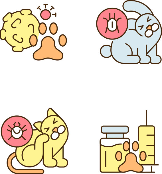 宠物寄生虫RGB颜色图标设置图片下载