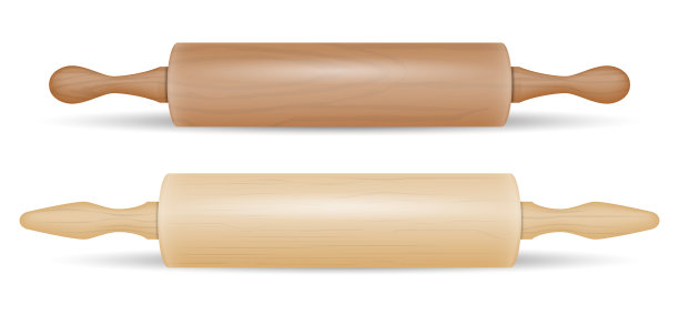 一套逼真的木制滚轴销与手柄图片下载