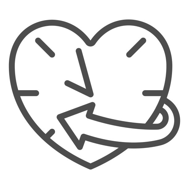 钟表心形箭头线图标图片下载