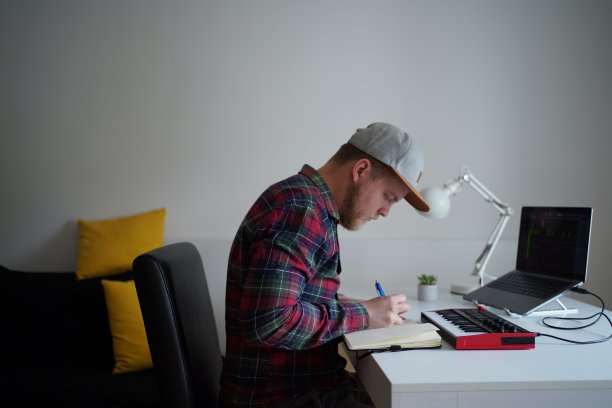 在家庭录音棚努力创作一首新歌图片下载