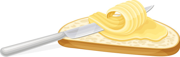 用刀和卷好的黄油片涂在面包上图片下载