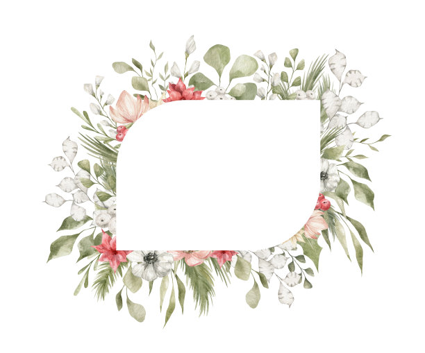 水彩冬天框架图片下载