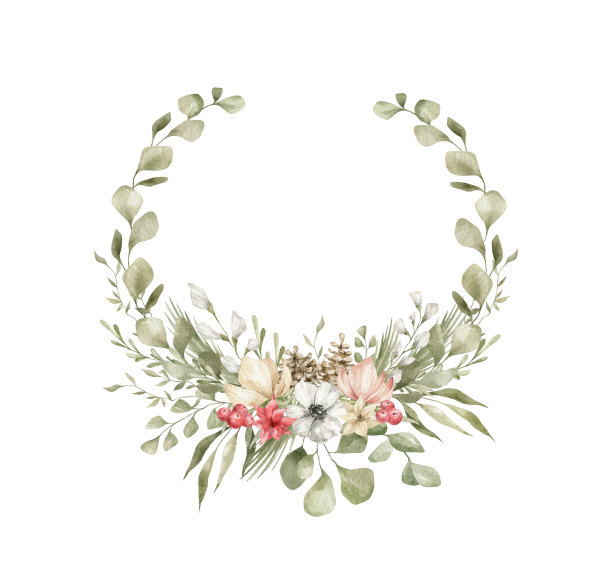 水彩冬天框架图片下载