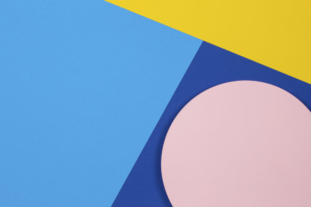 抽象的几何图形和线条，蓝色，黄色，粉色，彩色纸张纹理背景图片下载