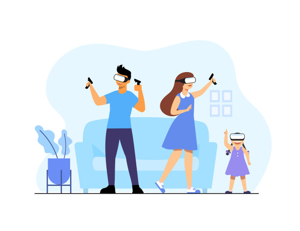 他们戴着vr眼镜玩现代科技图片下载