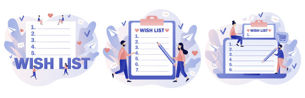 愿望清单在线概念礼物和购物清单图片下载