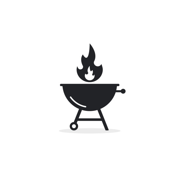 BBQ烤肉架图标孤立的标志上白色图片下载