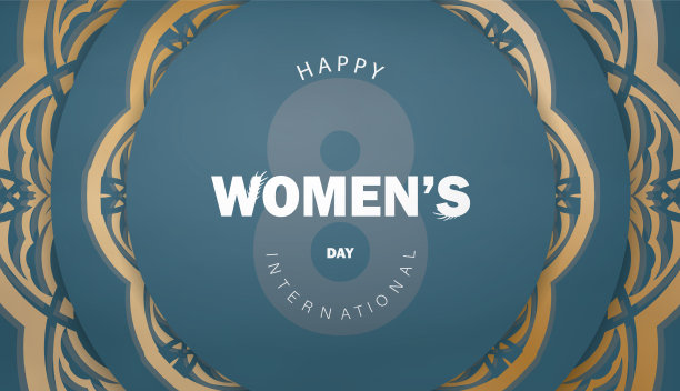 模板问候语小册子3月8日蓝色带图片下载